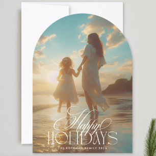 Elegante klassische Foto-Weihnachts-Feiertags-Boge Einladung
