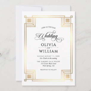 Elegante klassische Gold Art Deco Hochzeit Einladung