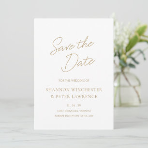 Elegante klassische Gold-Hochzeit Save The Date