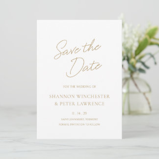 Elegante klassische Gold-Hochzeit Save The Date