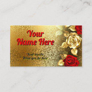 Elegante Klassische Goldene Rote Rose Visitenkarte