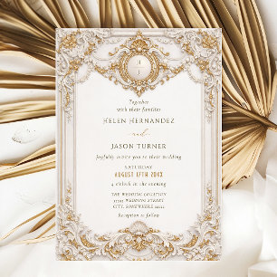 Elegante klassische goldene und weiße barocke Rahm Einladung
