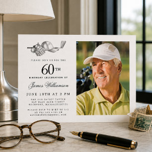 Elegante klassische Golf 60. Geburtstagsfeier Foto Einladung