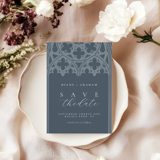 Elegante klassische gotische Kathedrale Orion Blau Save The Date