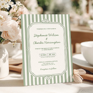 Elegante klassische Hochzeit & Beige gestreift Einladung