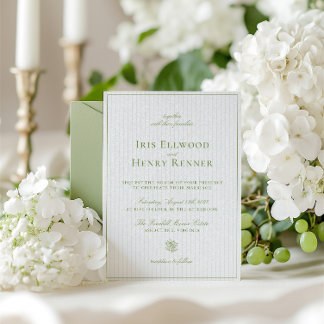 Elegante klassische Hochzeit & Beige gestreift Einladung