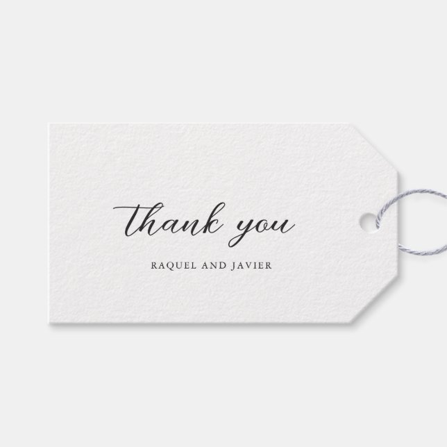 Elegante klassische Hochzeit Geschenkanhänger (Vorderseite (Horizontal))