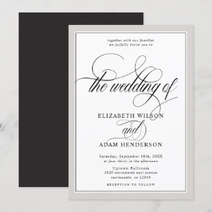 Elegante, klassische Hochzeit in Grau und Weiß Einladung