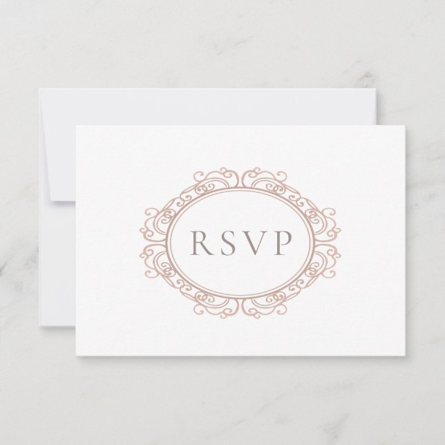 Elegante, klassische Hochzeit mit Elfenbeinkupfer RSVP Karte (Vorderseite)