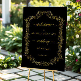 Elegante klassische Hochzeit mit Gold Floral Acrylschild