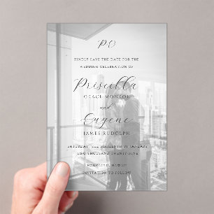 Elegante klassische Hochzeit - Save-the-Date-Foto Acryleinladungen