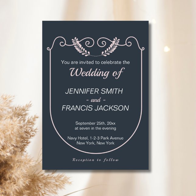 Elegante klassische Hochzeit und Blush Einladung (Navy and Blush Wedding.
Elegant classic design wedding invitation )