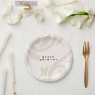 Elegante klassische Hochzeitsteller Cream Burgundy Pappteller