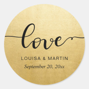 Elegante klassische Imitate Gold Foil Liebe Handsc Runder Aufkleber