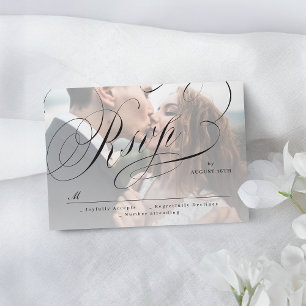 Elegante klassische Kalligrafie-Foto-Hochzeit-RSVP RSVP Karte