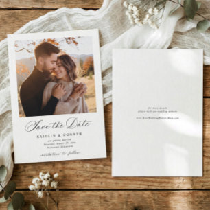 Elegante klassische Kalligrafie-Foto-Hochzeit Save The Date