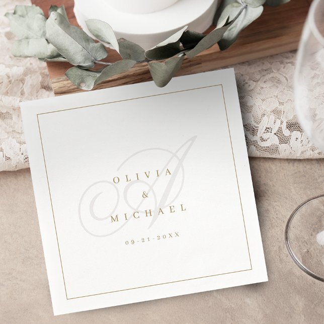 Elegante klassische Kalligrafie-Hochzeit Serviette (Elegant classic calligraphy vintage wedding napkins)