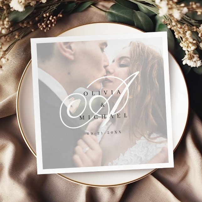 Elegante klassische Kalligrafie-Hochzeit Serviette (Elegant classic calligraphy vintage wedding napkins)