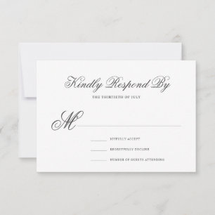 Elegante klassische Kalligraphie-Hochzeit RSVP Karte