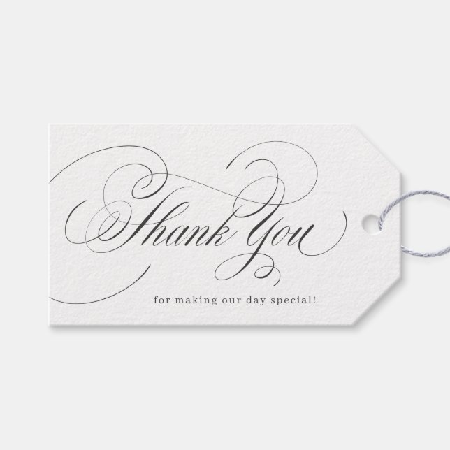 Elegante klassische Kalligraphie Vintag vielen Dan Geschenkanhänger (Vorderseite (Horizontal))
