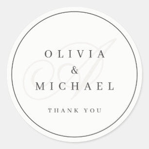 Elegante klassische Kalligraphie-Vintage Hochzeits Runder Aufkleber