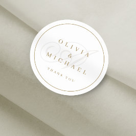 Elegante klassische Kalligraphie-Vintage Hochzeits Runder Aufkleber