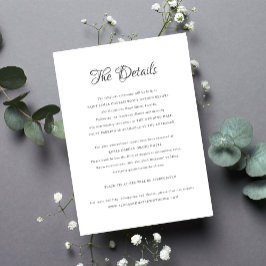 Elegante klassische kalligraphische Hochzeitsdetai Begleitkarte