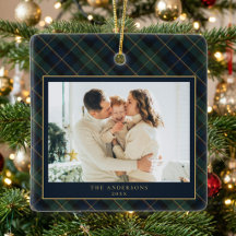 Elegante klassische Karo-Familienfoto-Weihnachten