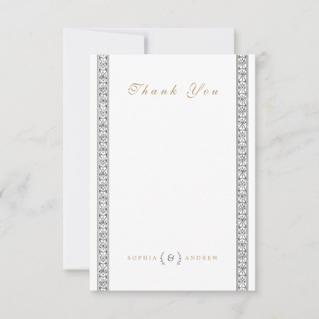 Elegante klassische klassische Hochzeit Dankeschön Dankeskarte (Vorderseite)