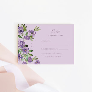 Elegante Klassische Lila Blumenhochzeit RSVP Karte