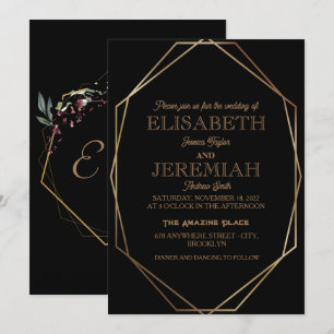 elegante klassische, luxuriöse schwarze Hochzeit Einladung