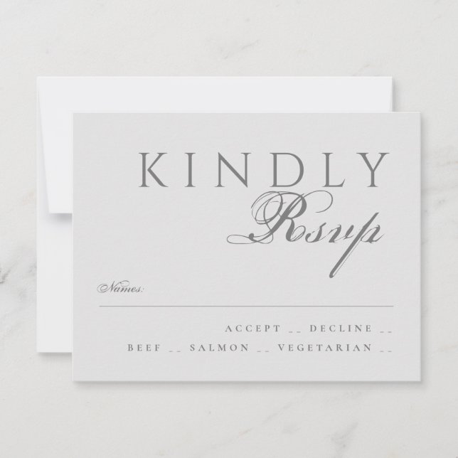 Elegante klassische moderne Typografie Gray Weddin RSVP Karte (Vorderseite)