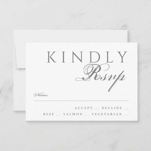 Elegante klassische moderne Typografie White Weddi RSVP Karte (Vorderseite)