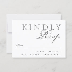 Elegante klassische moderne Typografie White Weddi RSVP Karte