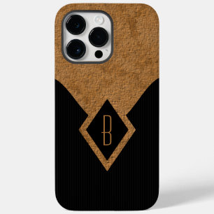 Elegante klassische Monogramm Schwarz und Tan Slim Case-Mate iPhone 14 Pro Max Hülle