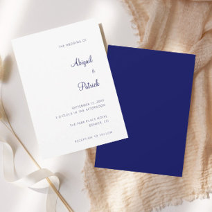 Elegante klassische Navy-Blue- und weiße Hochzeit Einladung