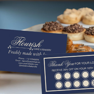 Elegante klassische navyblaue Bäckerei-Torte Treuekarte