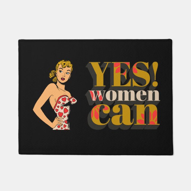 Elegante klassische Retro Lady Ja Weiblich kann sc Fußmatte (Vorderseite)