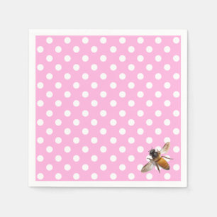 Elegante klassische Rosa-Polla-Dot-Honigbiene Serviette