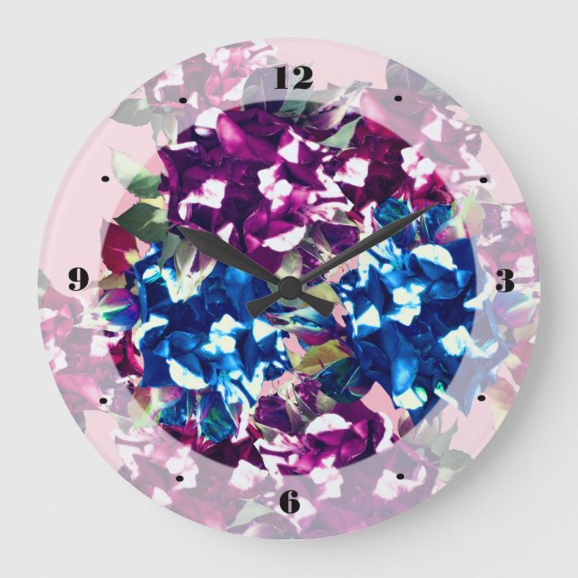 Elegante, klassische Rose Blume Foto Wall Clock Große Wanduhr (Vorderseite)