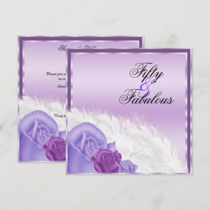 Elegante klassische Rose & Feathers Fabulous 50 Einladung