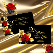 Elegante Klassische Rote Rose Schwarzes Goldblatt
