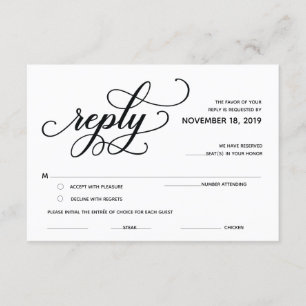 Elegante klassische RSVP-Antwort-Einschlusskarte Begleitkarte