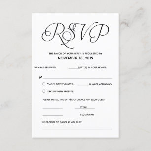 Elegante klassische RSVP-Antwort-Einschlusskarte Begleitkarte