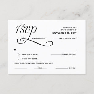 Elegante klassische RSVP-Antwort-Einschlusskarte Begleitkarte
