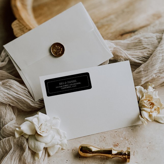 Elegante klassische schicke Schwarze Rücksendeadre (Elegant Classic Chic Black Return Address Label)
