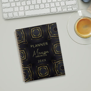 Elegante klassische Schwarz-Gold Geometrie Planer