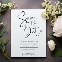 Elegante klassische Schwarz-Weiß-Hochzeit Save The Date