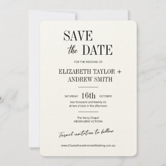 Elegante klassische Schwarz-Weiß-Hochzeit speicher Save The Date