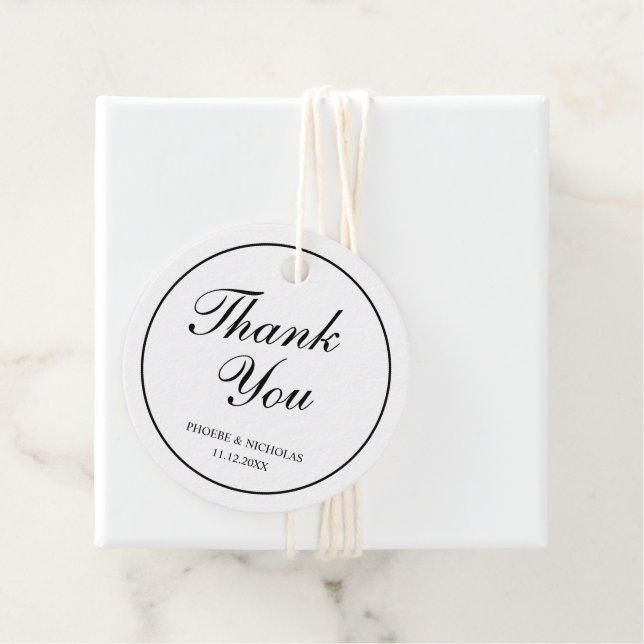 Elegante klassische Schwarz-Weiß-Hochzeit Vielen D Geschenkanhänger (Beispiel)